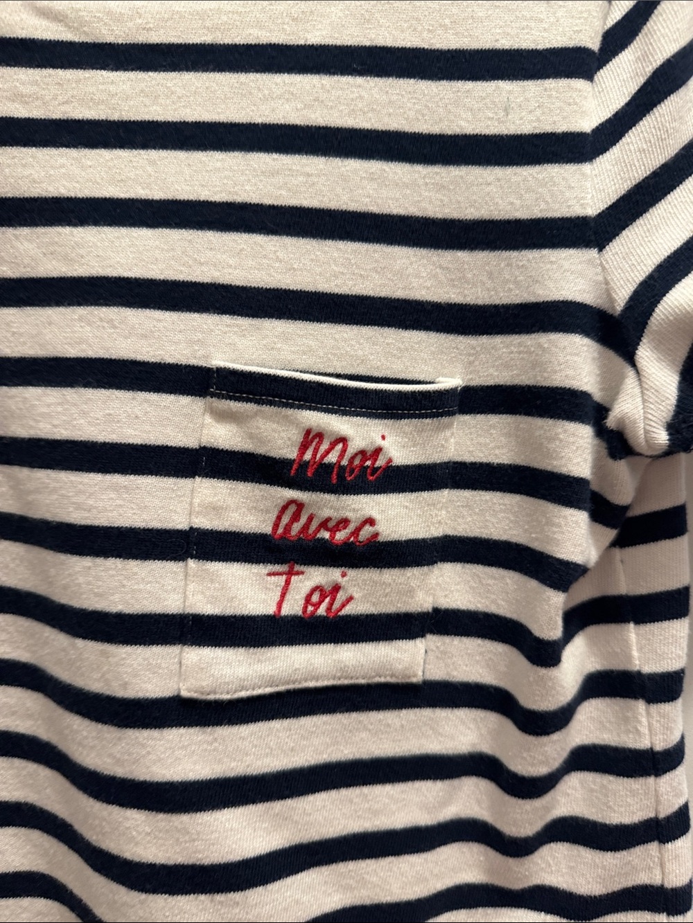 Madewell x Sezane Navy and White Striped Tee Moi Avec Toi size xs - Picture 3 of 4